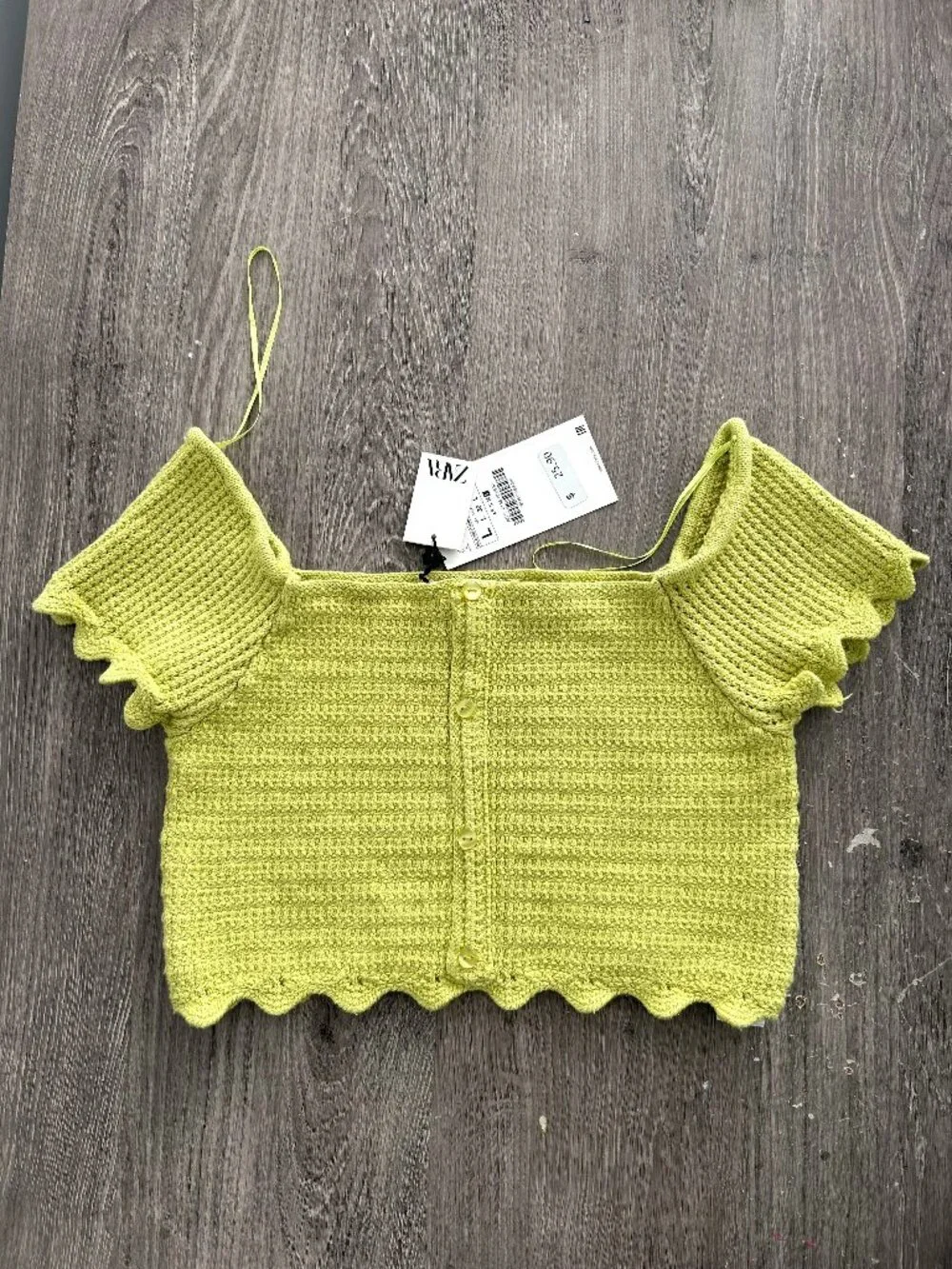 Zara Square Neck Off The Shoulder Crochet Cotton Crop Top